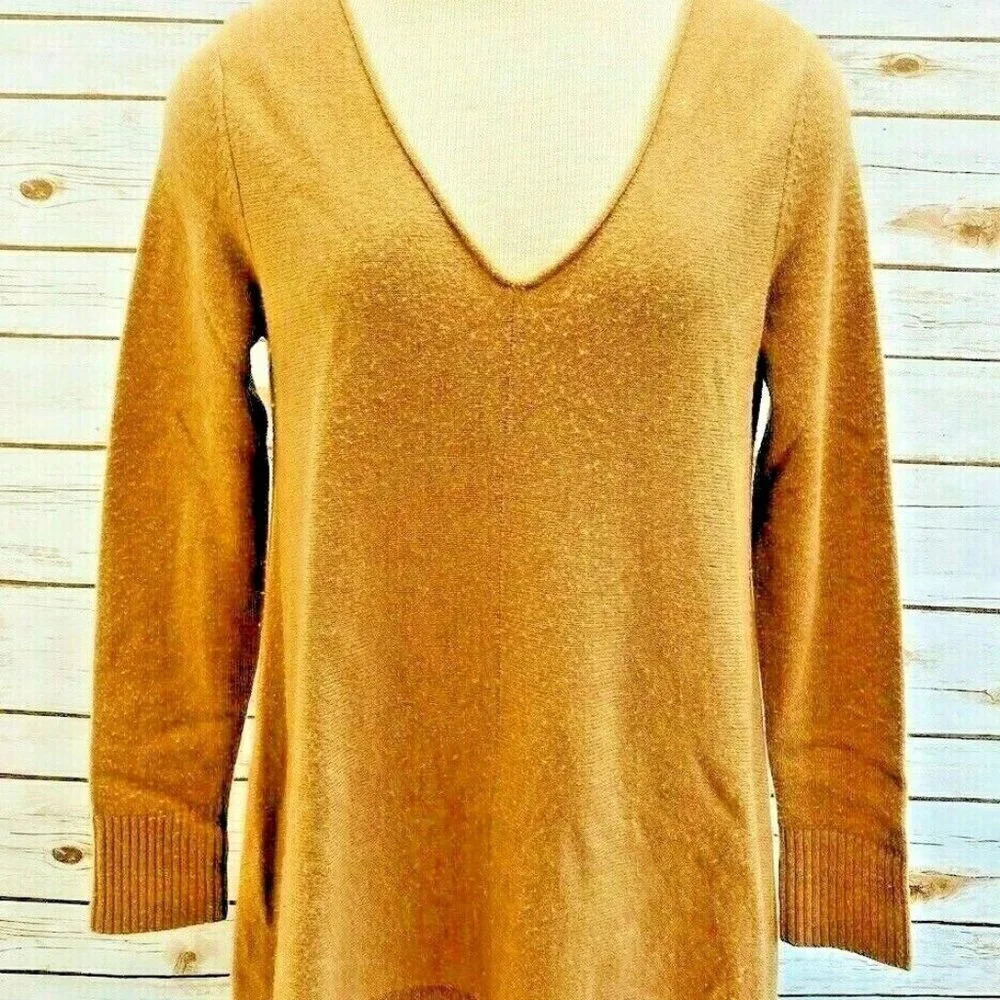 CASLON Women Long Sleeve Pullover Wool Brown Asymmetrical Hem Sweater Size M